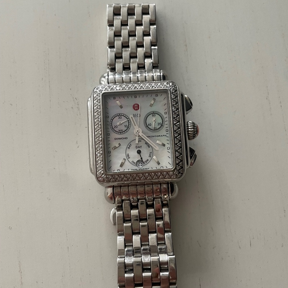 Michele Deco Chronograph Stainless Steel and Diamond Watch